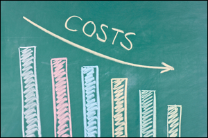 A image showing costs are going down, to say that saving space, can be sustainable