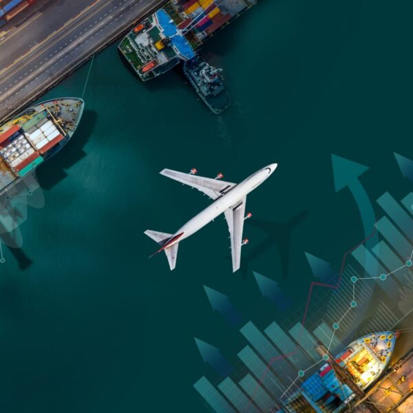 An airplane, showcasing air freight, and how we can keep costs down, and create a sustainable enviroment