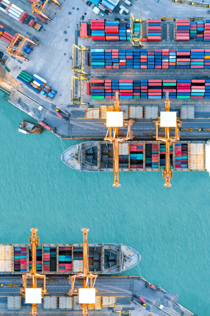 Container Ship In Import Export And Business Logistic By Crane